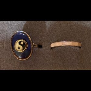 Duo of interest. Pair of artistic rings.